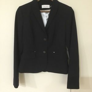 Calvin Klein cropped navy blazer NWT size 2